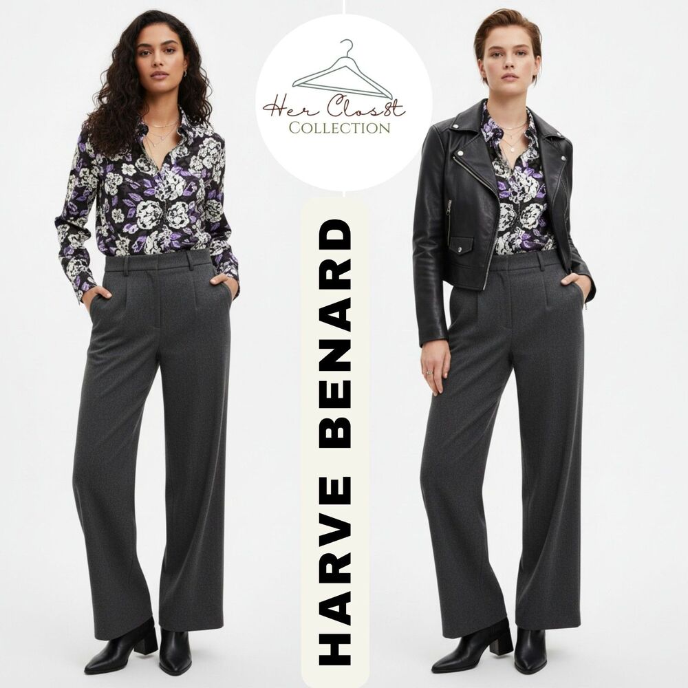 Harve Benard Cotton Blend Purple Black White Floral Button Shirt Med